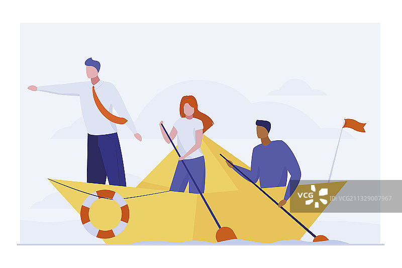 商务团队划船图片素材