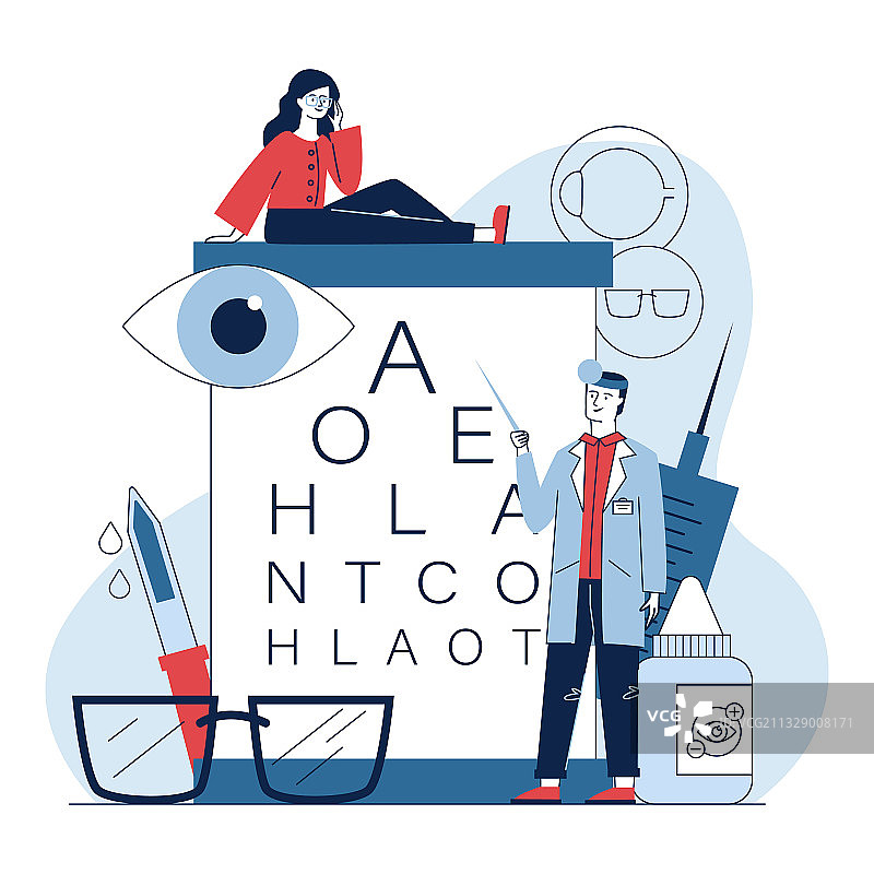 男眼科医生检查女人视力图片素材