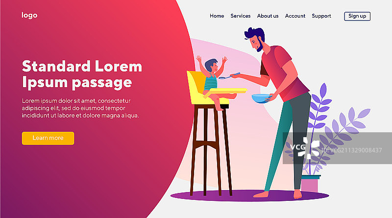 父亲喂小儿子图片素材