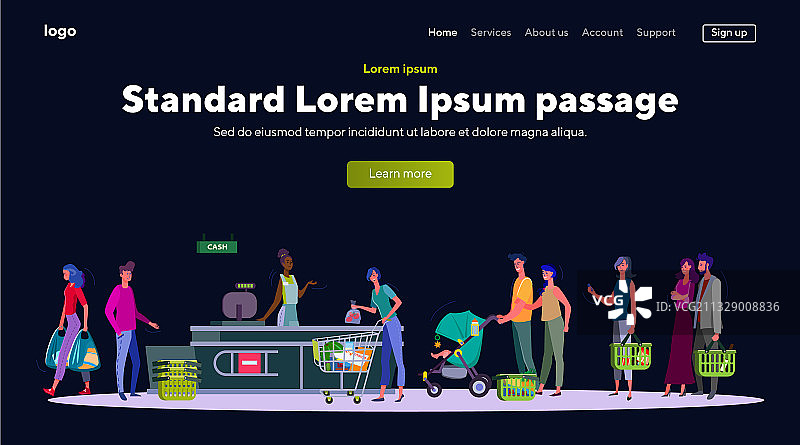 人们排队在收银台购买食品杂货图片素材