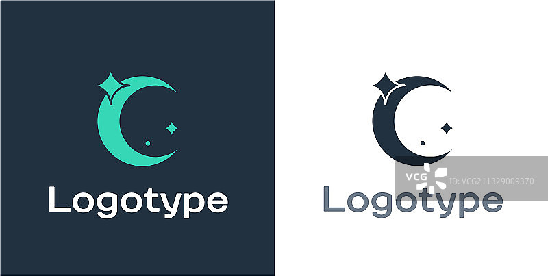 白色背景上的月亮和星星线条标志图片素材