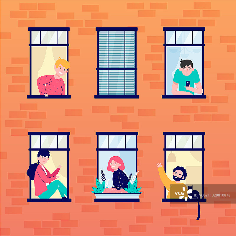 公寓打开的窗户和邻居图片素材
