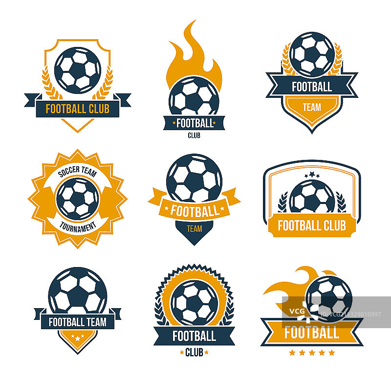 足球徽章扁平图标集图片素材