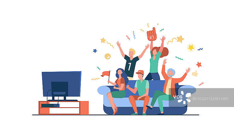 足球迷观看电视比赛图片素材