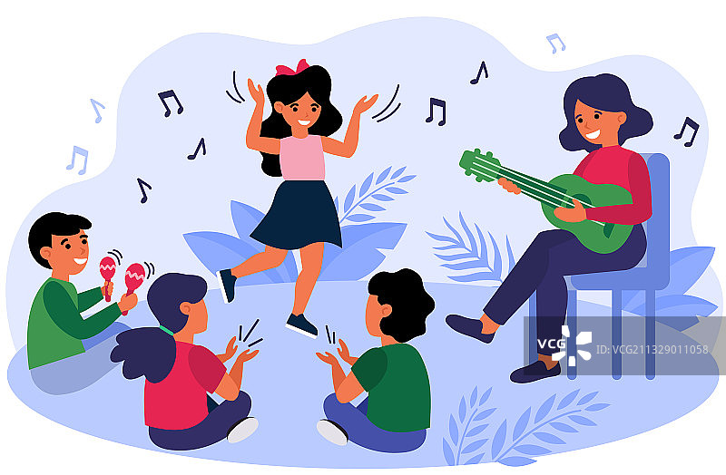 孩子们在音乐课上快乐玩耍图片素材