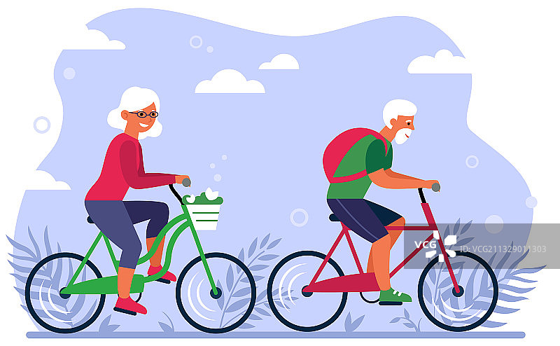 公园里骑自行车的老夫妇图片素材