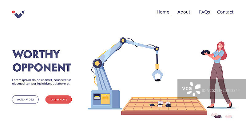 女性角色和机器人手臂下中国象棋图片素材