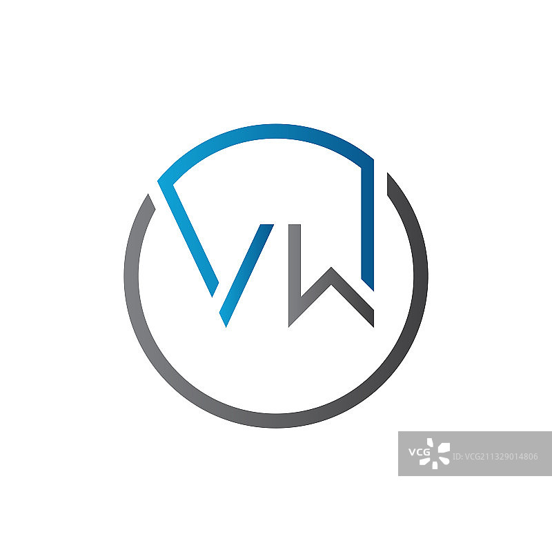 圆形VW字母logo创意排版图片素材