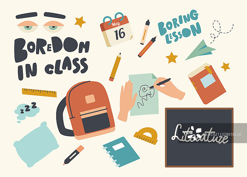 学校课堂无聊主题图标集图片素材