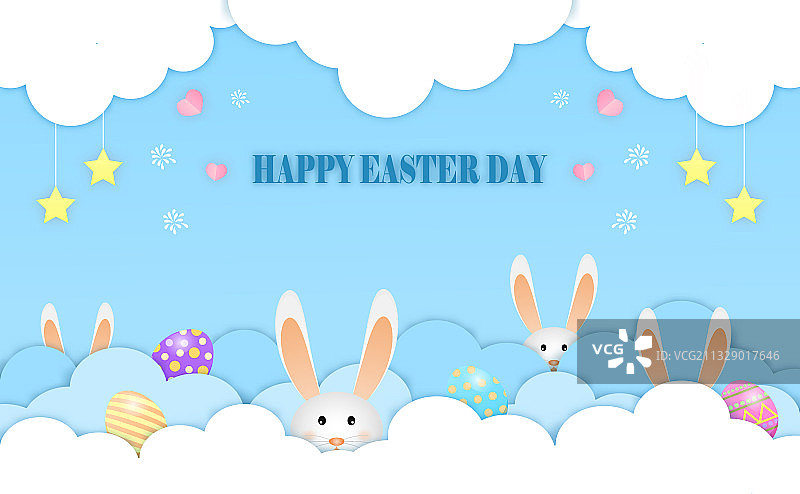小兔子玩捉迷藏复活节彩蛋图片素材