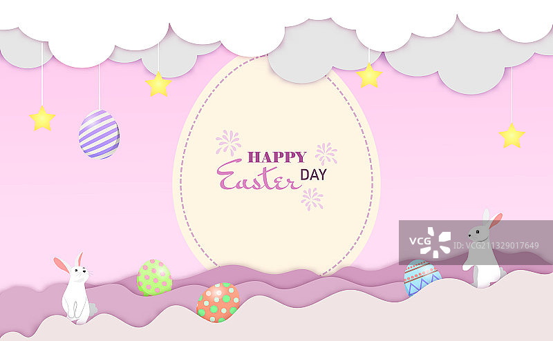 在云端迎接复活节的小兔子图片素材