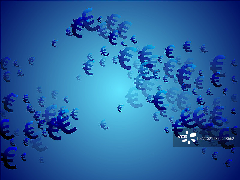 飞舞的欧元蓝色货币符号图片素材
