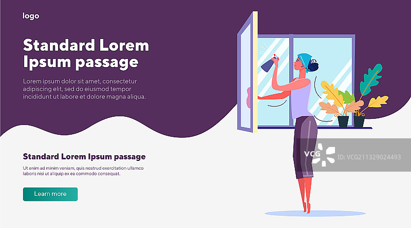 家庭主妇清洁窗户图片素材