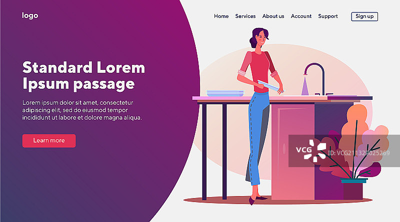 女人洗碗图片素材