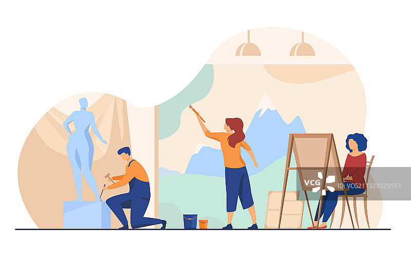 艺术家创作艺术品扁平图片素材
