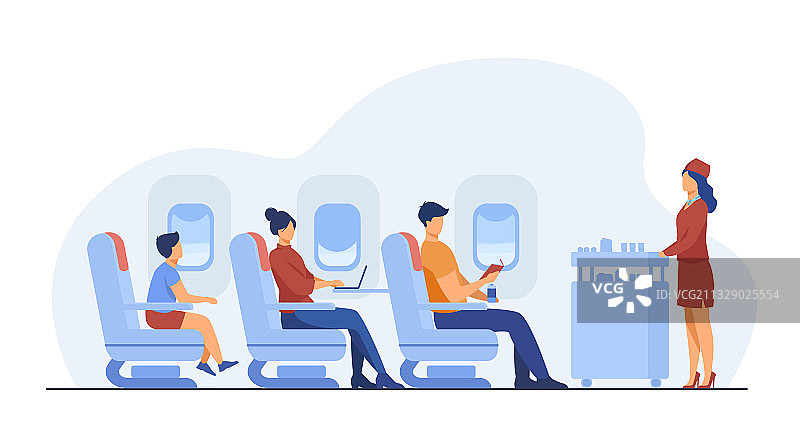 舒适空中旅行扁平风格插画图片素材
