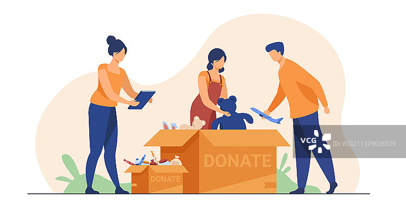 志愿者打包捐赠箱图片素材