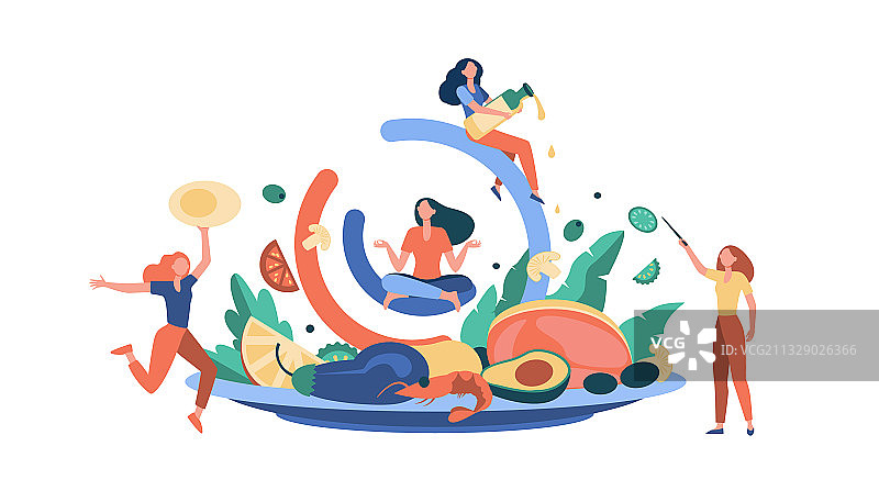 年轻女人展示高脂肪食物图片素材