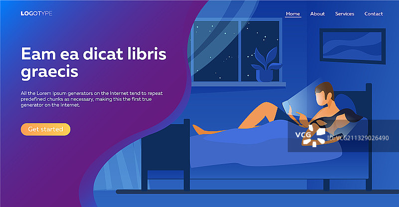 情侣在床上使用手机图片素材