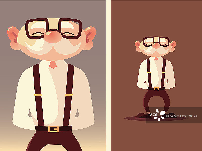 戴眼镜的可爱卡通老爷爷图片素材