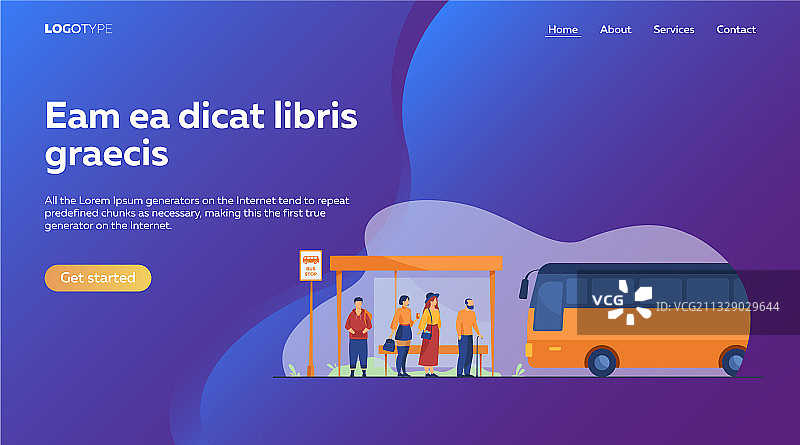 在公共汽车站等候公共交通工具的乘客图片素材