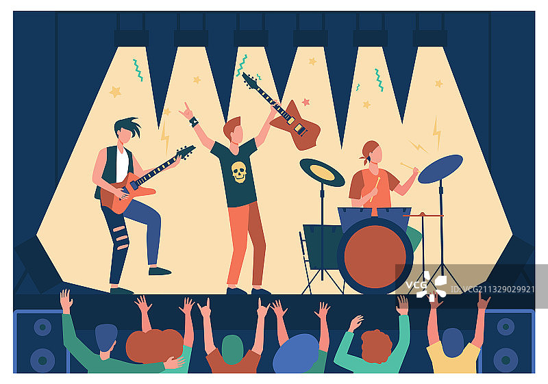 著名摇滚乐队演奏和演唱图片素材