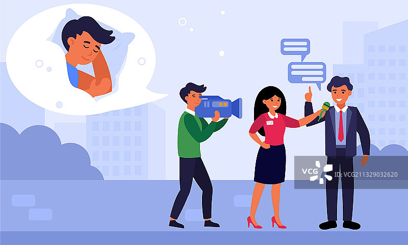 早晨采访商人的女记者图片素材