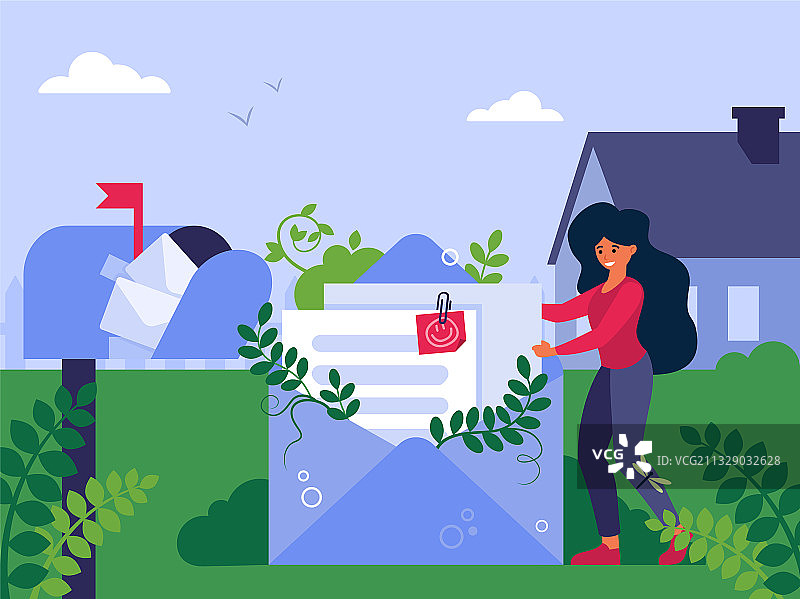 女人通过邮件发送简历图片素材