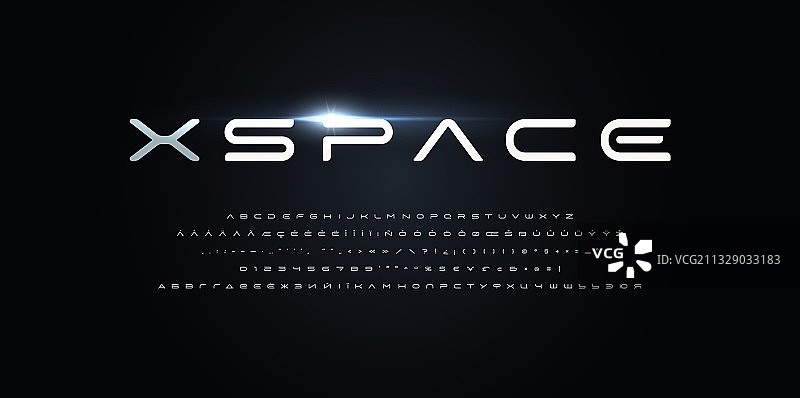 太空风格字母未来主义极简字体图片素材