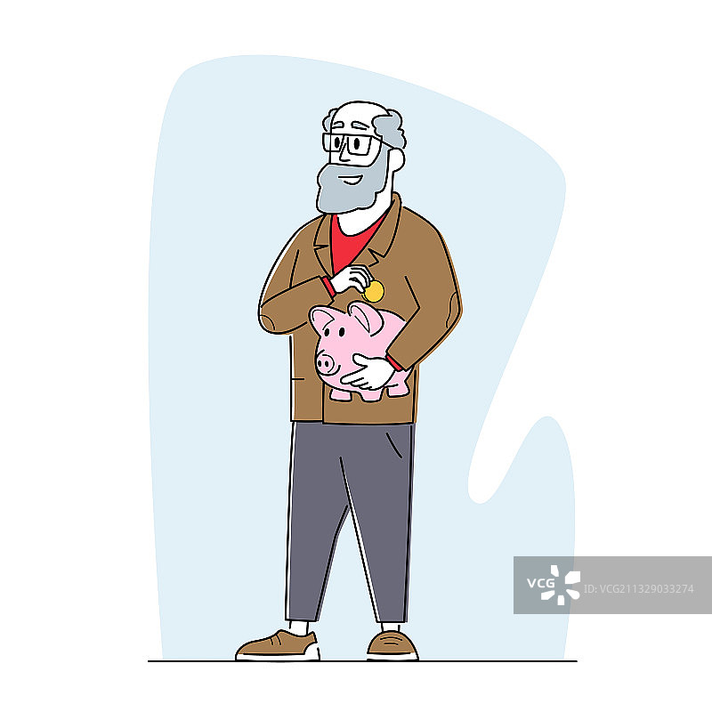 年长的男人往储蓄罐里投币图片素材