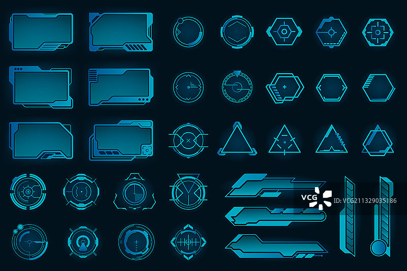 不同的HUD元素扁平框架合集图片素材