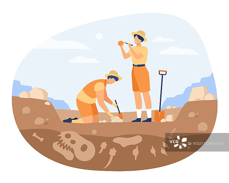 考古学家发现恐龙遗骸图片素材
