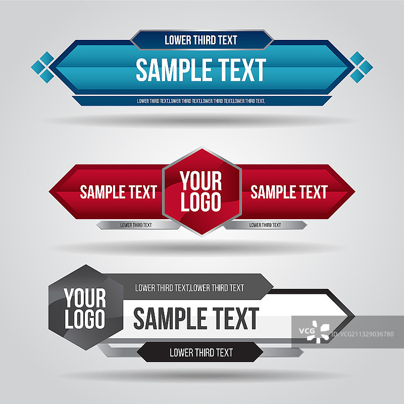 蓝红色灰色三等分电视模板图片素材