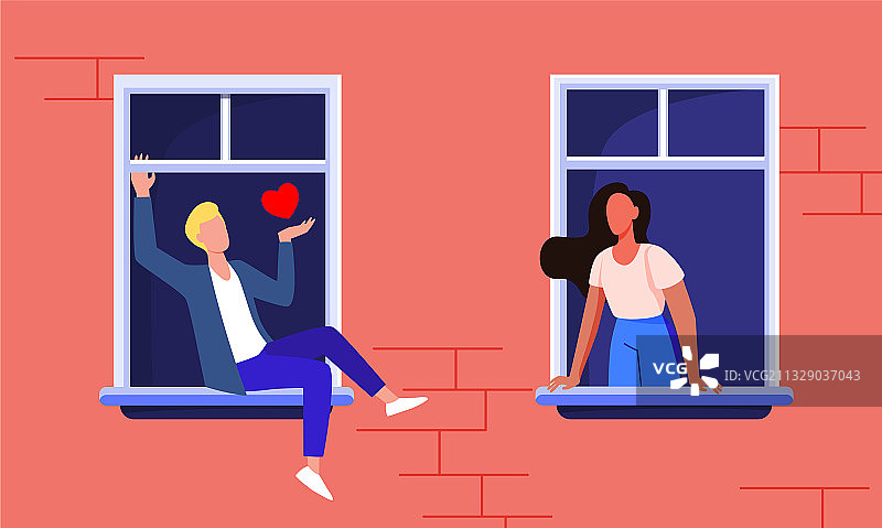 情侣隔窗约会图片素材