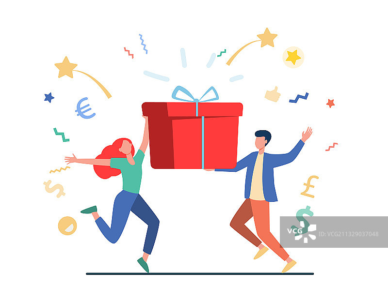 情侣赢得奖品图片素材