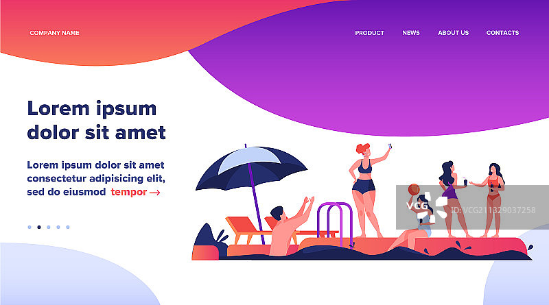 人们享受泳池派对图片素材