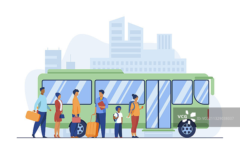 在城市等公交车的乘客图片素材