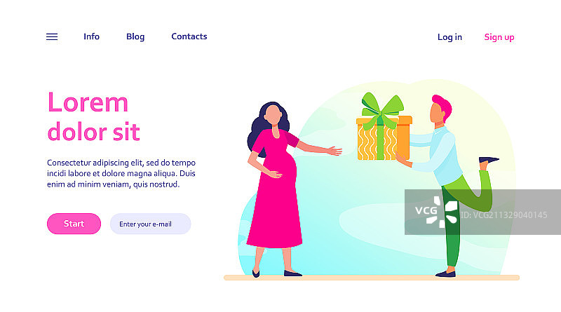 男人赠送礼物给怀孕的妻子图片素材