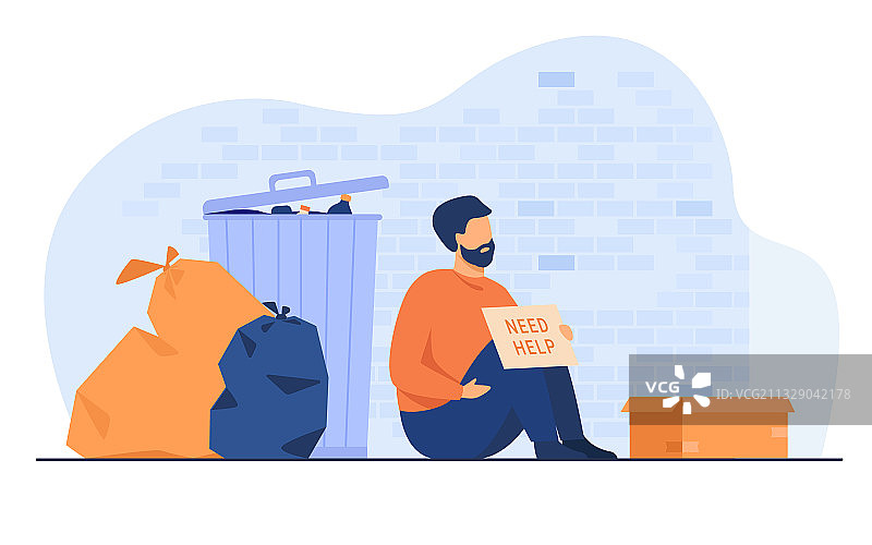 坐在地上的流浪汉图片素材