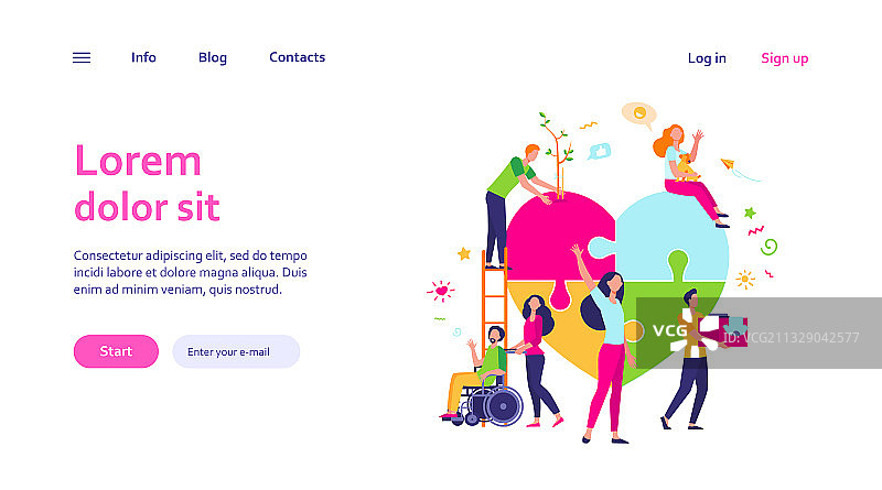 风格化志愿者帮助慈善事业和分享希望图片素材