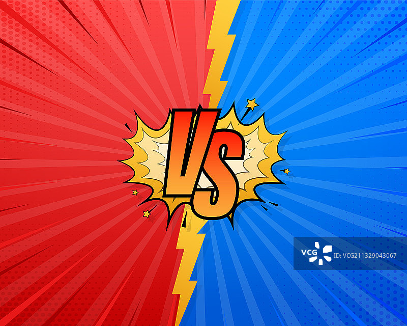 VS蓝色红色漫画风格对战banner图片素材