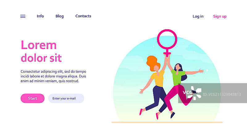 两位女孩拿着女性标志图片素材