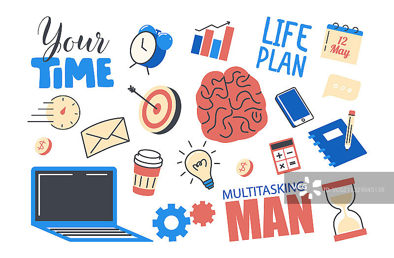 多任务处理工作效率图标合集图片素材