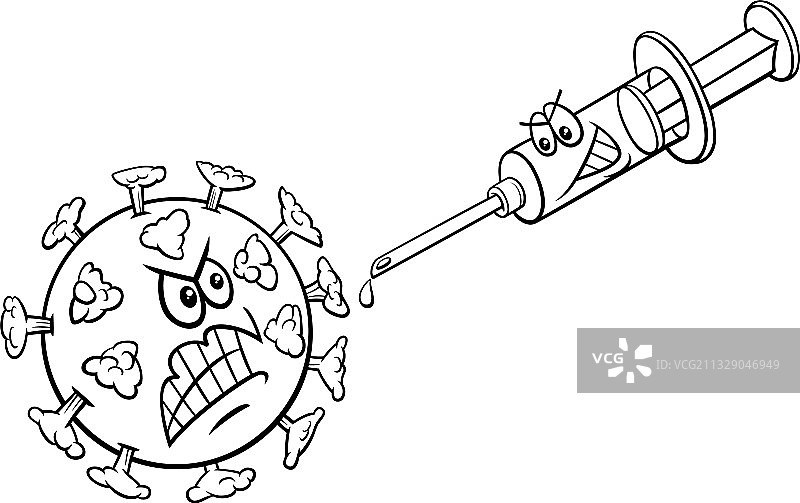 卡通注射器中的新冠疫苗图片素材