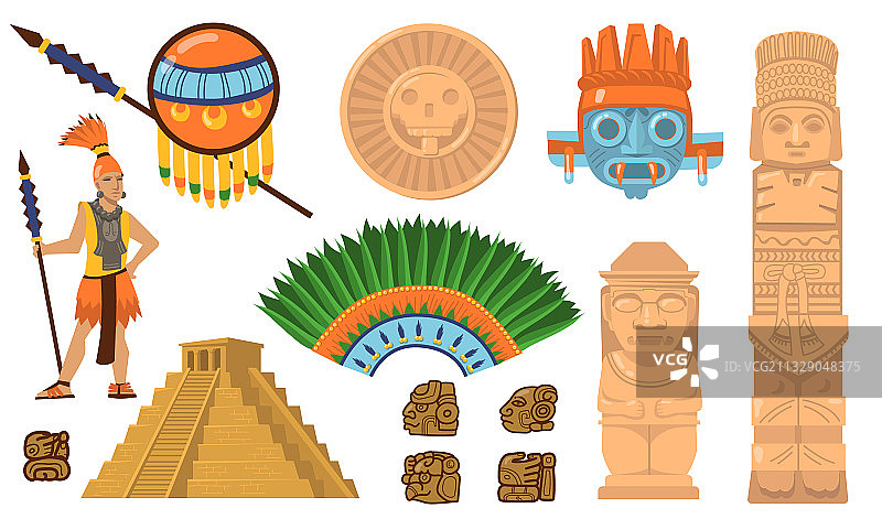 阿兹特克和玛雅符号集图片素材