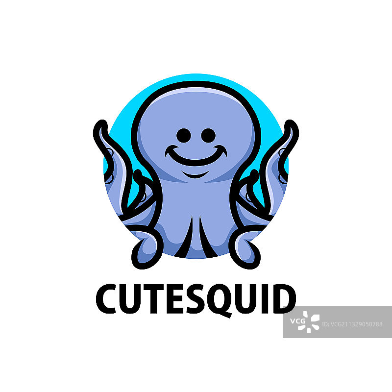 可爱的卡通鱿鱼logo图标图片素材