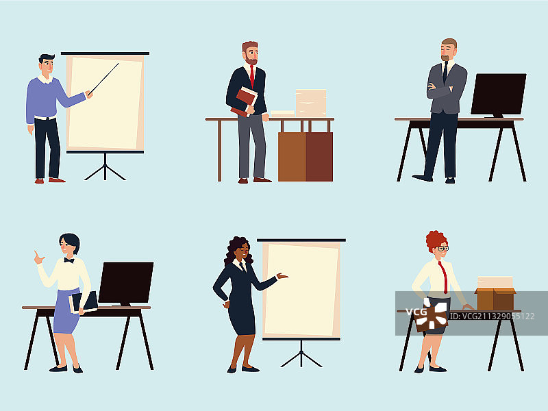 办公室工作的商务人士套件图片素材