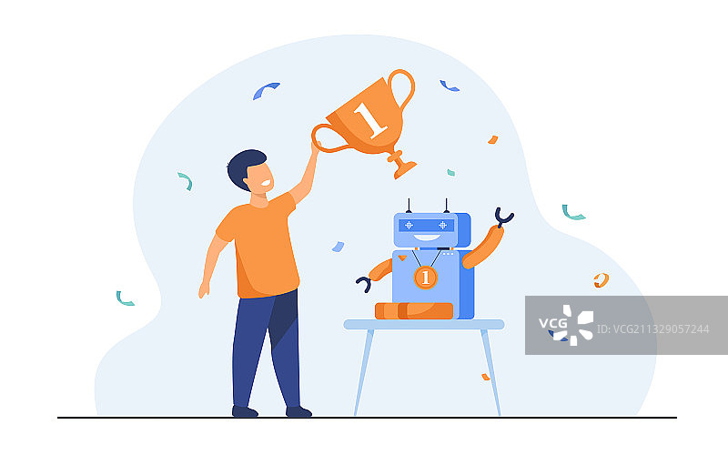 儿童获得机器人奖图片素材