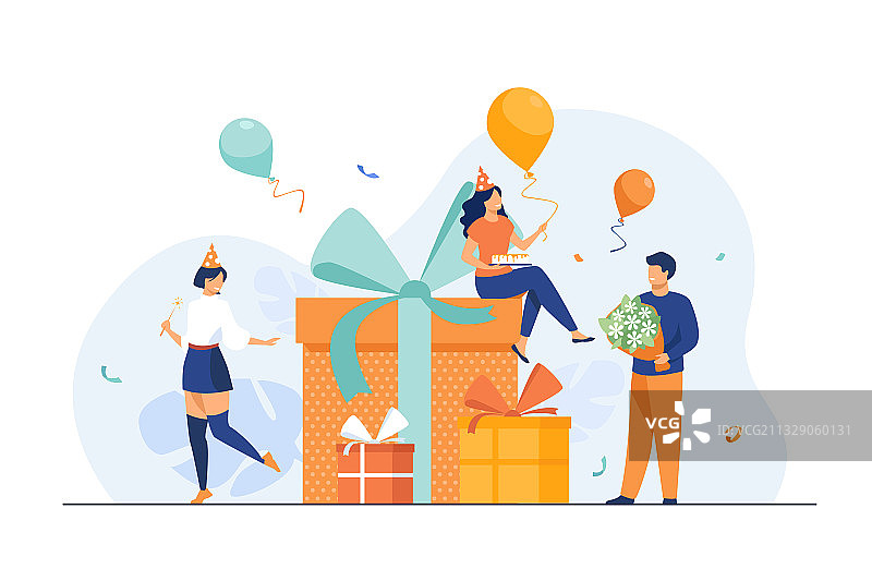 卡通朋友庆祝生日图片素材