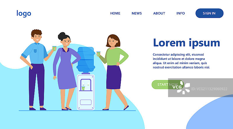 人们在饮水机旁喝水图片素材